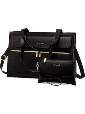 Stylish 15.6" Laptop Tote Bag for Women - Waterproof Leather Briefcase, Large